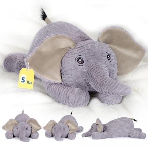 PEACH CAT 25.6 inch 5 lbs Elephant Weighted Stuffed Animals Realistic Elephant Plush Large Plushies Toys Body Pillow Gifts for Kids Adults - Image 1