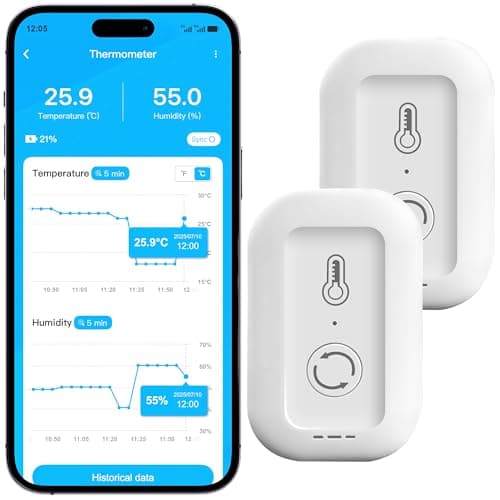 MMU WiFi Thermometer Hygrometer, Smart Humidity Temperature Sensor with App Notification Alert, Data Storage, Remote Monitor for Room, Nursery, Greenhouse, 2pack(Only Support 2.4G Wi-Fi) - Image 1