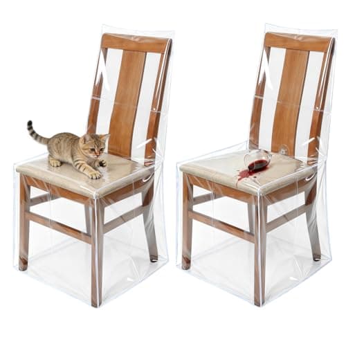 Zipcase 2 Packs Clear All Cover in Plastic Dinning Chair Covers - Heavy-Duty PVC Chair Protectors, 22" D x 19" W x 19.5" H x 40" H, Keep Your Dinning Chair Away from Water Dust Paws and Claws - Image 1