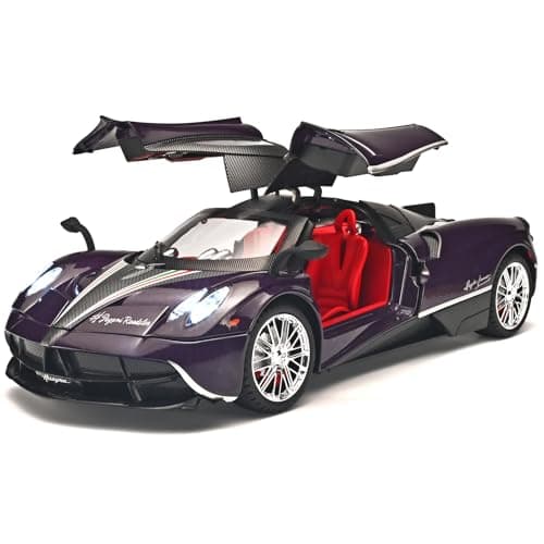 RZAPE Car Toys for Boys 1 18 Scale Diecast Cars Compatible for Pagani Huayra Dinastia Model Car Kits Collection,Metal Pull Back Cars with Light and Sound,Toy Cars for Boys Age 4-7(Purple) - Image 1