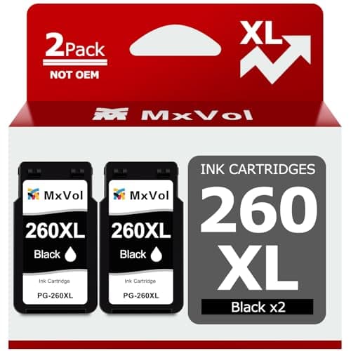 260XL PG-260XL Black Ink Cartridge Compatible Replacement for Canon 260 260XL PG260XL PG-260XL Black for Pixma TS6420a TS6420 TS6400 TR7020a TR7020 TR7000 TS5300 TS5320 Printer Ink Cartridge (2 Black) - Image 1