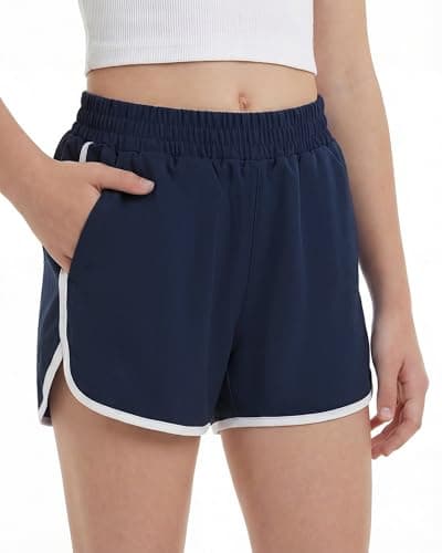 Stelle Girls Athletic Shorts with Pockets Quick Dry Running Shorts Gymnastics Basketball Short for Teen Kids Navy L - Image 1