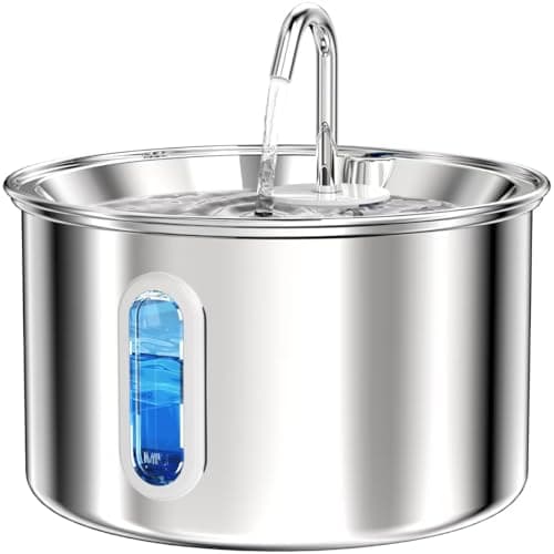 Stainless Steel Cat Water Fountain, Corded 3L/101oz Pet Water Fountain, Dog Waterer with Quiet Pump and 4-Layer Filtration for Cats and Dogs - Image 1