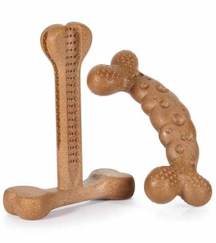 JoviQ Dog Chew Toys for Aggressive Chewers 2 Pack Tough Dog Bone Toy for Small Medium Large Breed to Keep Them Busy (Small-Under 20LBS, Bacon Flavored) - Image 1