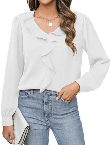 Neweek White Shirt Womens Valentines Shirts for Women Business Casual Work Going Out Date Night Outfit - Image 1