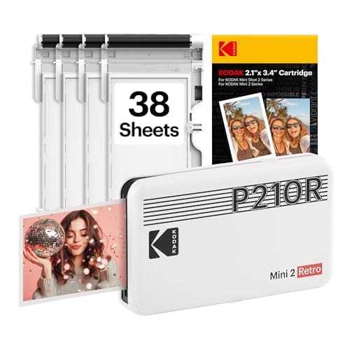KODAK Mini 2 Retro 2x3 Portable Photo Printer, 38 Sheets, Bluetooth Smartphone Printer for iPhone & Android, Instant Color Prints, 4PASS Dye Sublimation, White - Image 1