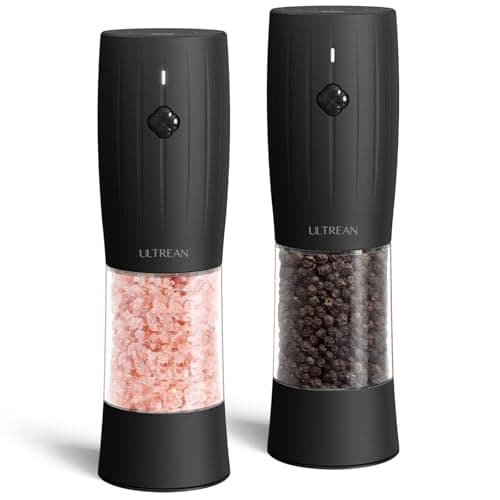Ultrean Electric Salt and Pepper Grinder Set Rechargeable Automatic Pepper Mill Shakers Adjustable Coarseness Larger Capacity with Led Kitchen Appliances for New House Warming Gifts - Image 1