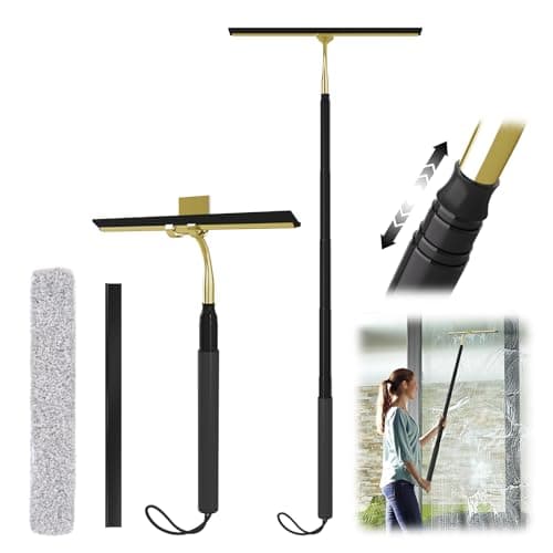 Shower Squeegee with Long Handle, 15-51" Telescopic Squeegee for Window Cleaning, Window Squeegee for Glass Doors, Extendable Window Cleaner Tool for Tile Walls, Sliding Door, Floor, Car Windshield-GD - Image 1
