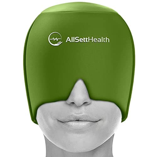 Migraine Relief Cap Ice Head Wrap Headache and Migraine Hat | Headache Relief with Hot/Cold Gel Head Ice Pack with Face and Eye Headache Mask Compress - Green - Image 1