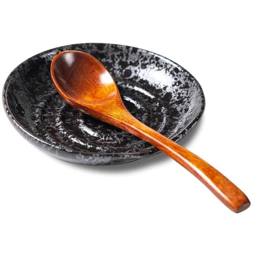 Spoon Rest for Stove Top, 5 Inch Spoon Holder, Ceramic Spoon Rest for Kitchen Utensils, Ladle, Coffee, Spatula, Spoons, Tongs, Housewarming Christmas Gifts Splash Black(Spoon not included) - Image 1