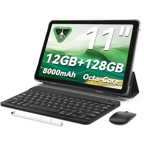 KELANYIS Tablet 11 inch Android 15 Tablets | Octa-core | 12GB RAM+128GB ROM | 8000mAh Tablet with Keyboard | Mouse | Case | Dual Band WiFi | BT 5.0 | GPS | 13 MP Dual Camera (Black with Keyboard) - Image 1