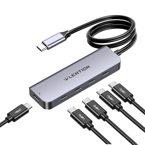 LENTION 4-Port USB C Hub with Long Cable 2FT, USB C Hub Multiport Adapter with 4 x Type C 3.2 10Gbps, 100W PD Charging USBC Splitter, Compatible with 2025-2016 MacBook Pro, 2025-2018 Mac Air, More - Image 1