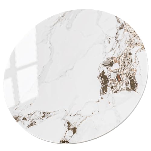 SSTBLEV Table Top 23.6″ Round White Marble Sintered Stone - Heat Scratch Stain Resistant for Dining Office Bar Patio, Weatherproof Easy Clean - Image 1