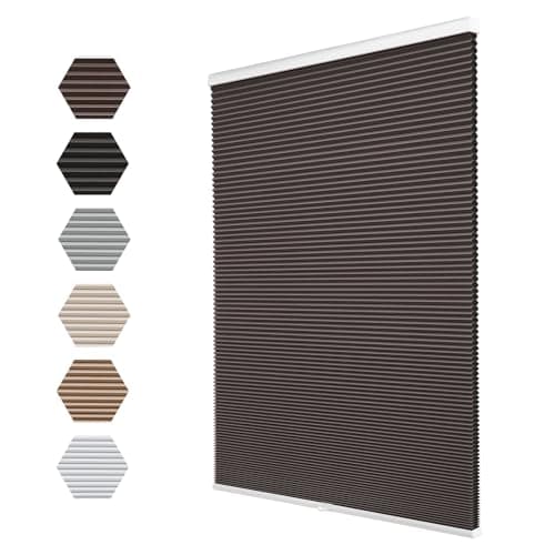 Changshade Blackout Cordless Cellular Shades for Windows,Honeycomb Blinds with Thermal Insulation,UV Protection,Child Safe,Privacy Light Control,Easy to Install(38" W x 72" H,Brown) - Image 1