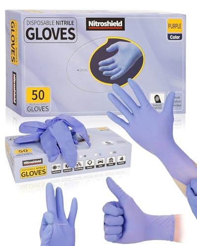 wcy Nitroshield Purple Disposable Nitrile Gloves Small 5Mil Powder-Free Exam Gloves - Medical, Food Prep,Cooking,Cleaning - 50pcs