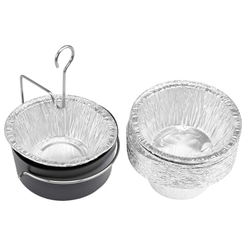 BLUES GRILL PARTS Grill Grease Cup with Clip for Char-Broil & Kenmore Grill Grease Tray Replacement - 15Pack Aluminum Foil Liners, Fits Masterbuilt 30"/40" Smokers Drip Pan Replacement Parts - Image 1