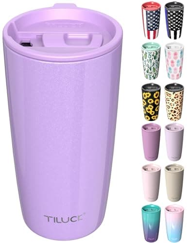 TILUCK 20 oz Tumbler with Lid, Double-Walled Vacuum Insulated Travel Coffee Mug, Durable Stainless Steel Coffee Tumbler (Lavender, 20oz) - Image 1