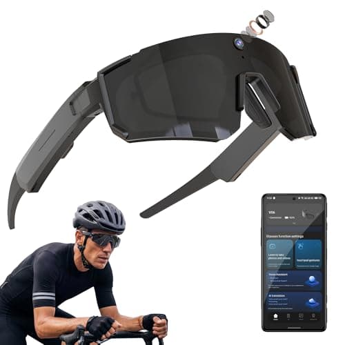 Sport AI Smart Glasses with Camera and EIS Stabilization, Bluetooth 8MP HD Camera 1200P Video Recording, AI Voice Assistant Photo Recognition, Real-Time Translation, Polarized Lenses Sunglasses - Image 1