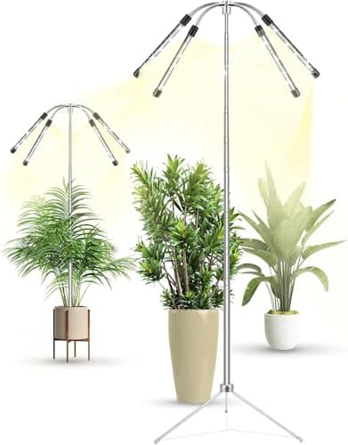 Grow Lights for Indoor Plants Full Spectrum,15-62 Inches Height Adjustable Dsektop and Standing Plant Growing Lights with Detachable Tripod Stand for Large and Small Plants, Auto On/Off Timer - Image 1