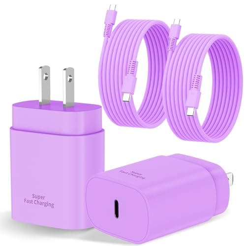 45W Super Fast Charger for Samsung, 6.5FT/2M USB C Charger Fast Charging for Samsung S25/S24/Plus/Ultra, PD 3.0 GaN Type C Charging Block Compatible with iPhone 17/16/15 and More (Purple- 25W, 2 PCS) - Image 1