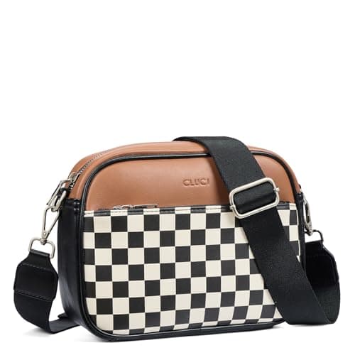 CLUCI Checkered Crossbody Bag for Women,Vegan Leather Shoulder Handbags,Purses for Women with Adjustable Wide Strap - Image 1