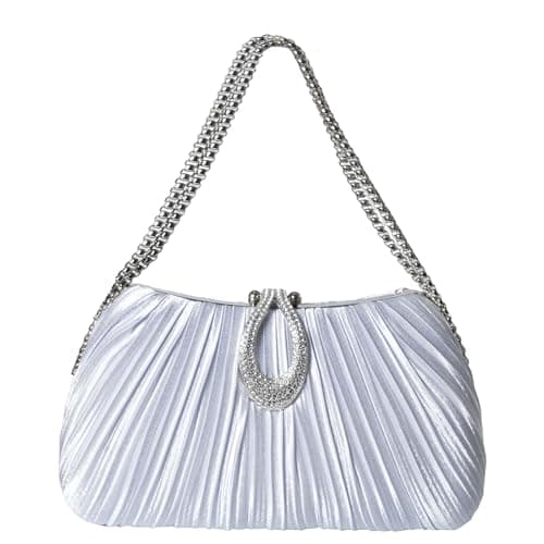 Silver Clutch Purses for Women -Elegant Sparkling evening bags for Wedding Galas, Prom Nights, Cocktail Parties&Formal Events - Image 1