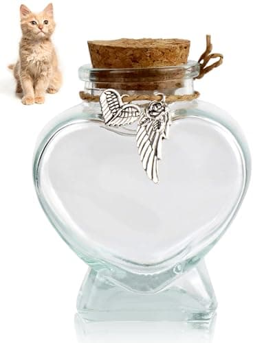 COSOWO Dog Fur Keepsake Bottle, Pet Hair Memorial Glass with Heart Shape & 2 Silver Accessories Pet Memorial Urn for Dogs & Cats, Pet Hair Keepsake, Heart Shape - Image 1