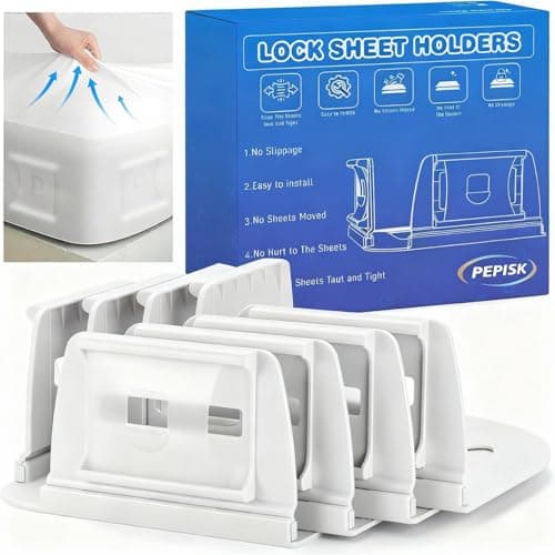 Upgrade Bed Sheet Holders for Corners: 4Pcs Fitted Lock Sheet Holders Keep Sheets Firm & Tight, Heavy Duty Bed Sheet Clips, with Clip Easy to Install for All Mattress Sizes - No More Loose Sheets - Image 1