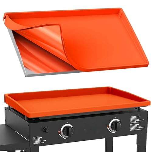 BANGIE 28" Silicone Griddle Mat for Blackstone Accessories - Anti-Warping & UV-Resistant Full-Wrap Cover for 2-Burner Flat Top Grill, Blocks Condensation Rust (Orange) - Image 1
