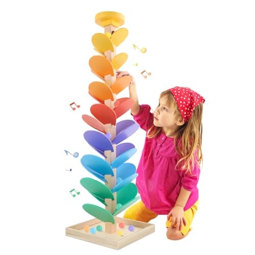 Wooden Marble Run Music Tree Montessori Toys for Kids 3+ Years Old Marble Ball Run Learning Game Wood Color Sorting Toys for 4-8 Boys and Girls Birthday - Image 1