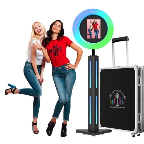 Photo Booth Compatible with Any Ipad, OHYEAHSPIN Photo Booth with Flight Case, ChackTok VIP Member, Software App Control Ring Box, Music Sync,IPad Selfie Machine - Image 1