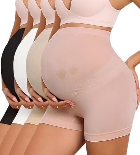 Y25D Maternity Shapewear Underwear for Under Dress Seamless Pregnancy Shorts Over Bump Belly Support Panties - Image 1