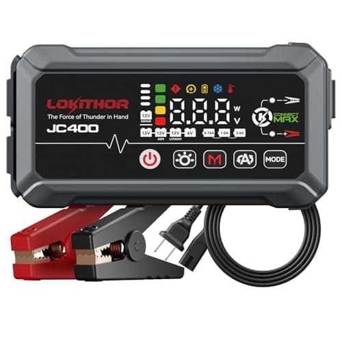 LOKITHOR JC400 9-in-1 Battery Charger and Jump Starter, 2500A 12V Portable Jump Box for Car Upto 8.5L Gas/6.5L Diesel, 750mA/1A/2A, 6V/12V Automotive Battery Maintainer, Trickle Charger and Desulfator - Image 1