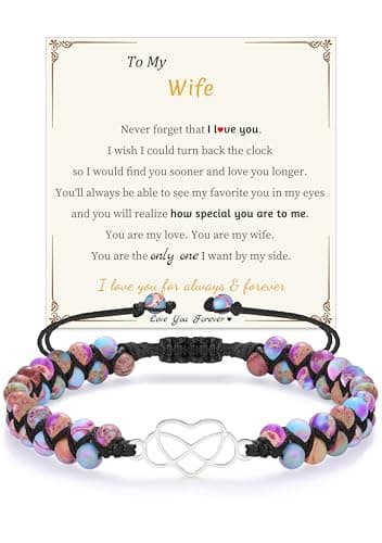 Sistble Mothers Day Gifts for Wife, Wife Birthday Gift Ideas Stocking Stuffers Love Heart Bracelets for Women Romantic Gifts Jasper Bead Bracelet Anniversary Thanksgiving To My Jewelry - Image 1