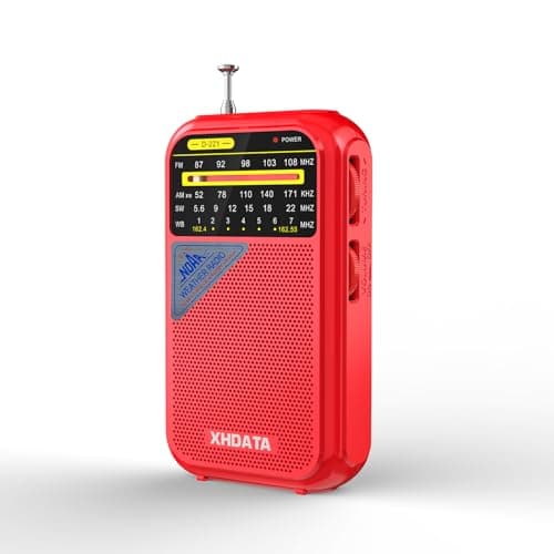 XHDATA D221 NOAA Weather Radio Portable AM FM Shortwave Radio Receiver, 2AA Battery Operated, Transistor Radio with Excellent Reception for Emergency, Hurricane, Gift, Walking and Home (Red) - Image 1