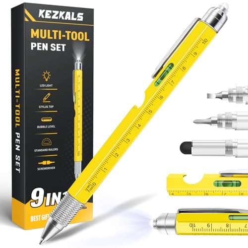 KEZKALS Gifts for Men, 9 in 1 Multitool Pen, Birthday Gifts for Men, Mens Gifts for Dad Him Husband, Anniversary Graduation Gifts for Mens Who Have Everything, Father‘s Day Gifts, Cool Gadgets Tools - Image 1