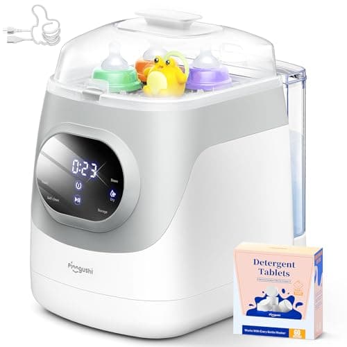 PINNGUSHI【Upgraded】Baby Bottle Washer Pro, Sterilizer, Dryer & Water-Filter, 5-in-One Cleaning Machine Fits 6 Bottles, Pump Parts & Baby Essential, No More Hand Washing for Busy Moms & Parents - Image 1