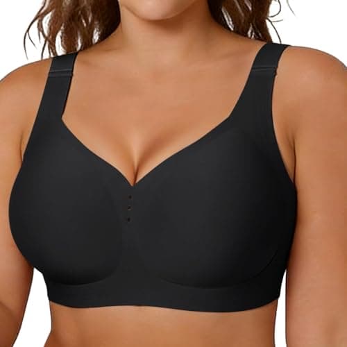 COCOMARTS Jelly Bras for Women No Underwire Full Coverage Push Up Seamless Bralettes Comfortable Supportive Tshirt Bra Black 3X-Large - Image 1