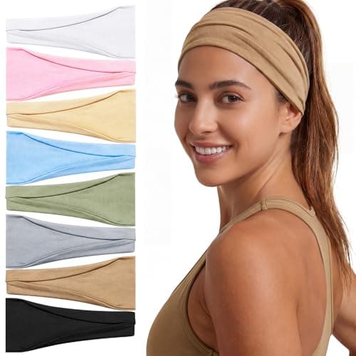 Needbrock 8 Pack Fashion Stretchy Hair Bands, Soft Non-Slip Headbands for Women Washing Face, Make Up, Daily Use - Image 1