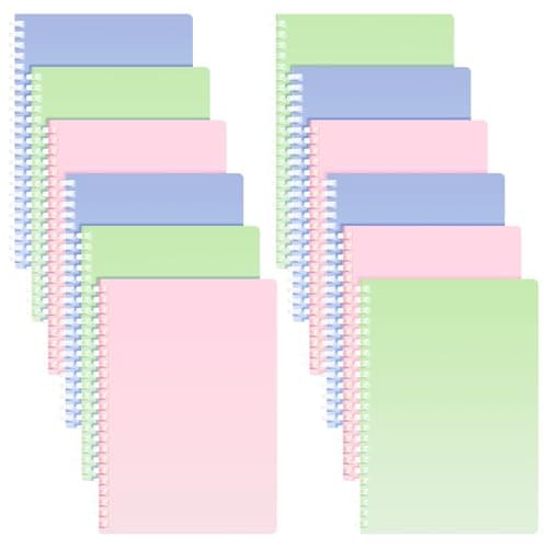 Niodel 9 Pcs Spiral Notebooks, 3 Gradient Colors (Pink/Green/Blue), A5 7mm College Ruled 120 Pages Journals for School Work Travel, Durable PP Cover with Soft Silicone Coil & Rounded Edges - Image 1