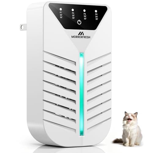 Plug In Air Purifier with Activated Charcoal, Air Ionizers for Home, Cat Litter Deodorizer, Negative Ion Odor Eliminator for for Small Spaces, Pets, Smoke, Bathroom & Bedroom, Mini Air Cleaner (White) - Image 1