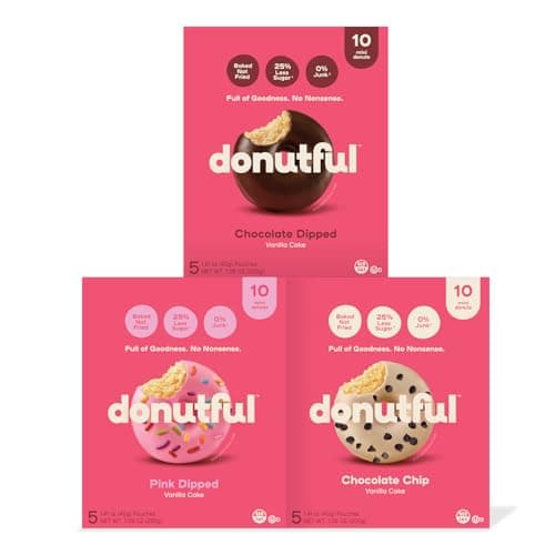 Donutful Variety Mini Donuts, Individually Wrapped Snack Doughnuts with No Artificial Colors, Flavors, Preservatives or Sweeteners, 25% Less Sugar & Clean Ingredients, 30 count - Image 1