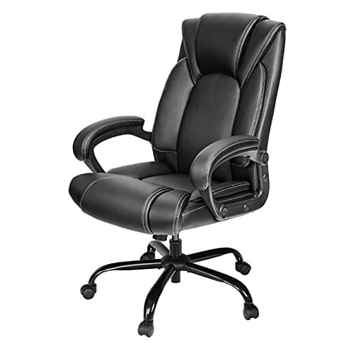 OUTFINE Office Chair Executive Office Chair Desk Chair Computer Chair with 5-Year hydrolysis-Resistant Leather Spring Cushion Ergonomic Support Tilting Function Upholstered in Bonded Leather Black - Image 1