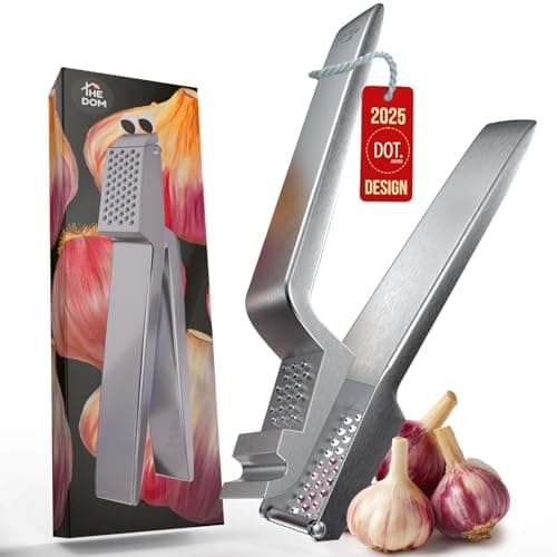No Peeling Required, 100% Stainless Steel Garlic Press – Odor-free Cleaning, Rust Proof, Detachable Handle, Fine Mincer, 5 years Guarantee, Dishwasher safe garlic crusher tool, Moledor de ajo - Image 1