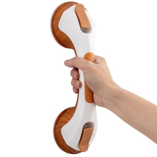 TAILI Shower Grab Bar, 12 Inch Shower Handle for Bathtubs and Elderly, Suction Grab Bars for Seniors Bathroom Safety Handles for Elderly, No Drilling Removable,Wood Grain - Image 1
