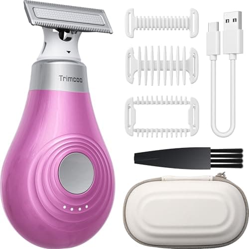 Trimcoo 2026 New Bikini Trimmer for Women - Small But Powerful Electric Razors, Intimate Pubic Hair/Lady Facial Painless Removal, USB-C Cordless Body Shaver for Trip, Replaceable Wet/Dry Blade, Pink - Image 1