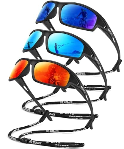 OUKEMAX Polarized Sunglasses Men Sports-Sunglasses: Wrap Around Sun Glasses for Running Cycling Golf UV Protection 3 Pack - Image 1