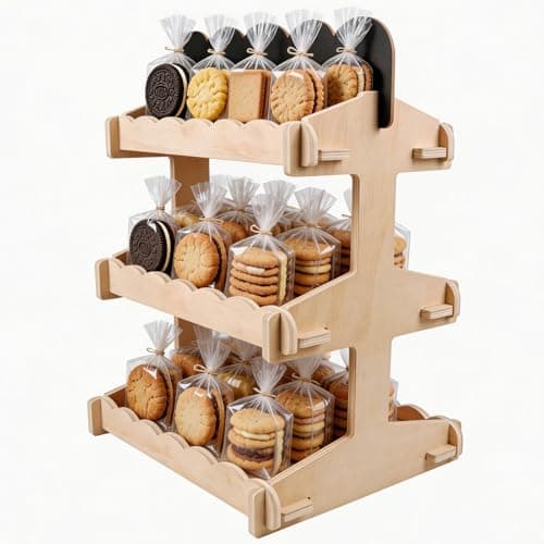 Idcymoul Cupcake Stand Cookie Display, 3 Tier Wooden Dessert Display Stand for Cookies, Tiered Countertop Display Rack for Party, Bakery, Vendors, Farmers Market, Snack Organizer - Image 1