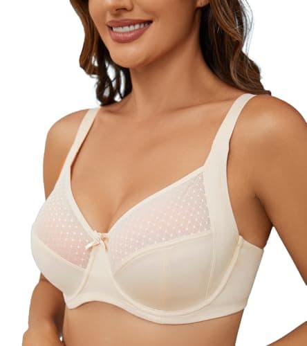 Oscrenia Women's Full Coverage Non-Padded Bra Comfort Soft Underwire Plus Size(Spot Beige,38D) - Image 1