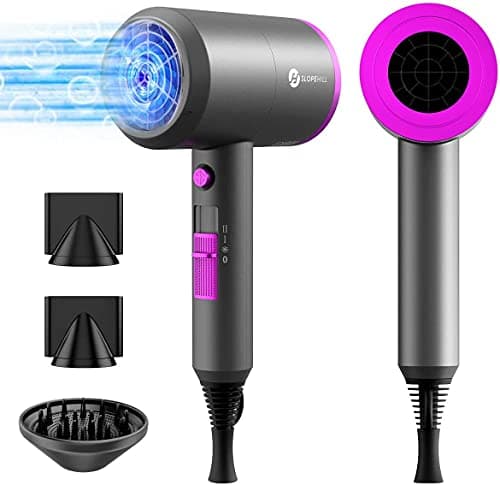 slopehill Professional Ionic Hair Dryer, Powerful 1800W Fast Drying Low Noise Blow Dryer with 2 Concentrator Nozzle 1 Diffuser Attachments for Home Salon Travel - Image 1